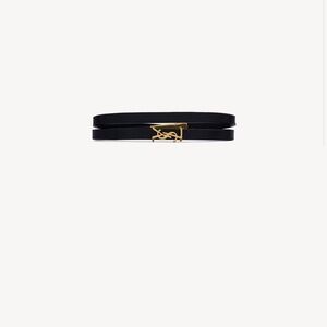YSL CASSANDRA DOUBLE WRAP BRACELET IN LEATHER AND METAL